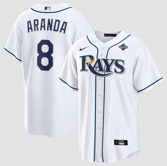 Men's White Tampa Bay Rays #8 Jonathan Aranda 2026 World Series Home Cool Base Stitched Baseball Jersey